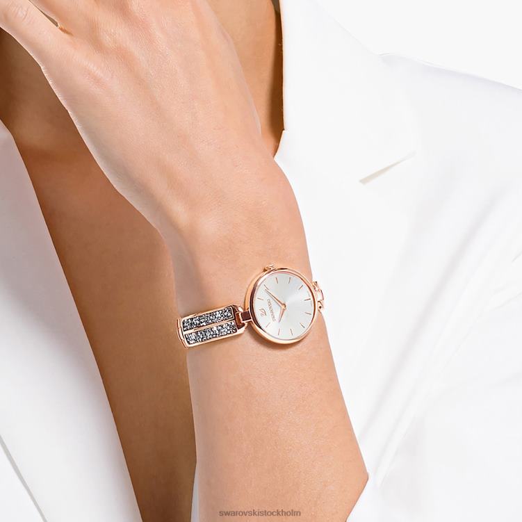 Swarovski dröm rockklocka P28L1171 Tillbehör schweizisk tillverkad, metallarmband, roséguldton, roséguldfärgad finish