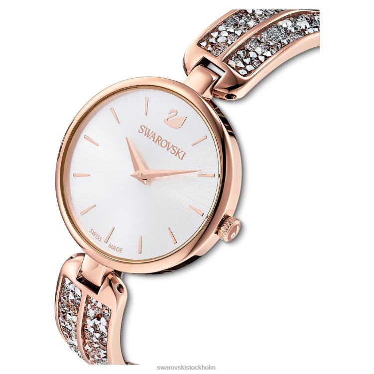 Swarovski dröm rockklocka P28L1171 Tillbehör schweizisk tillverkad, metallarmband, roséguldton, roséguldfärgad finish