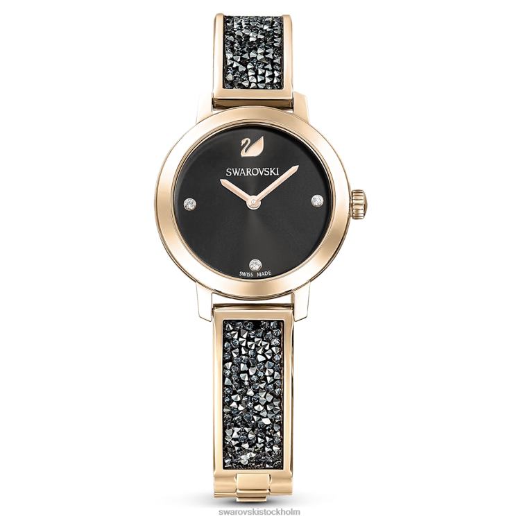 Swarovski kosmisk rockklocka P28L1139 Tillbehör schweizisk tillverkad, metallarmband, grå, champagneguldfärgad finish