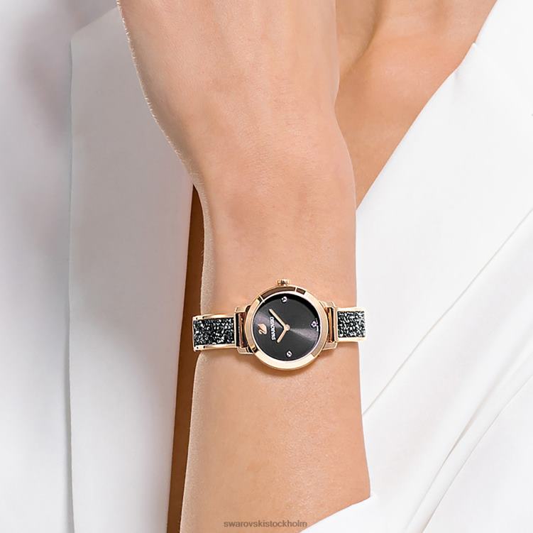 Swarovski kosmisk rockklocka P28L1139 Tillbehör schweizisk tillverkad, metallarmband, grå, champagneguldfärgad finish