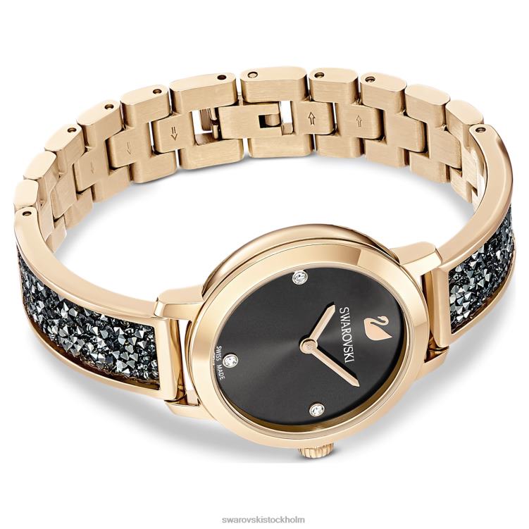 Swarovski kosmisk rockklocka P28L1139 Tillbehör schweizisk tillverkad, metallarmband, grå, champagneguldfärgad finish