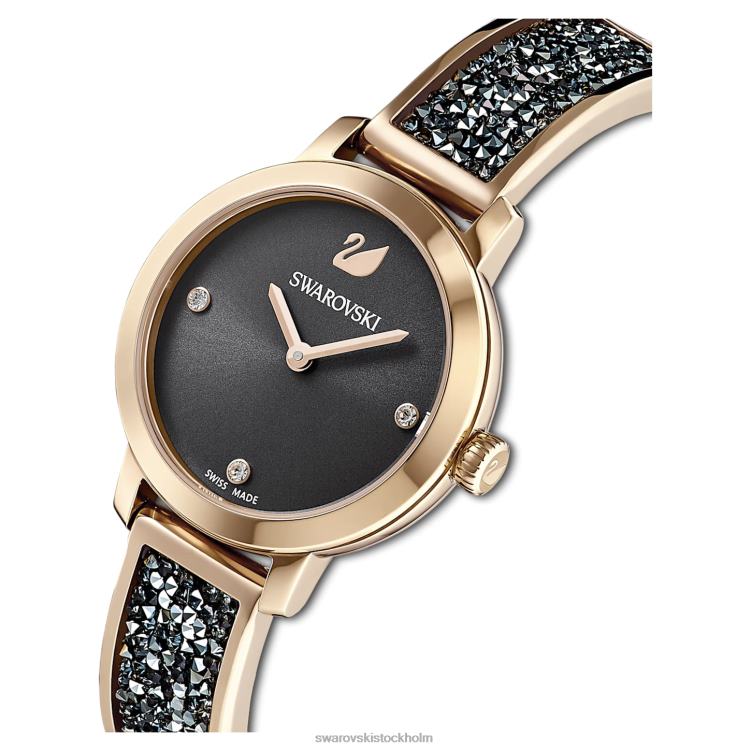 Swarovski kosmisk rockklocka P28L1139 Tillbehör schweizisk tillverkad, metallarmband, grå, champagneguldfärgad finish
