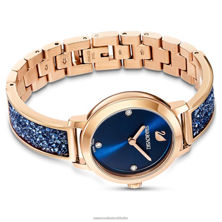 Swarovski kosmisk rockklocka P28L1154 Tillbehör schweizisk tillverkad, metallarmband, blå, roséguldfärgad finish