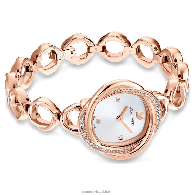 Swarovski kristallblommaklocka P28L1187 Tillbehör schweizisk tillverkad, metallarmband, roséguldton, roséguldfärgad finish