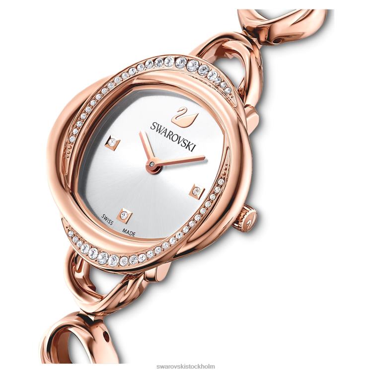 Swarovski kristallblommaklocka P28L1187 Tillbehör schweizisk tillverkad, metallarmband, roséguldton, roséguldfärgad finish