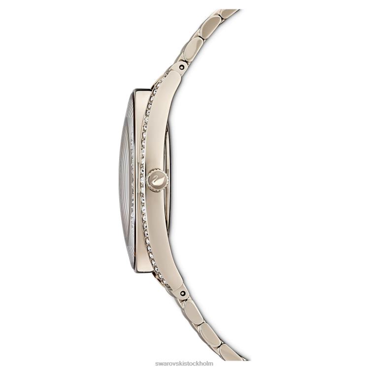 Swarovski kristallin aura klocka P28L1138 Tillbehör schweizisk tillverkad, metallarmband, guldton, champagneguldfärgad finish
