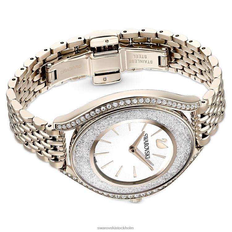 Swarovski kristallin aura klocka P28L1138 Tillbehör schweizisk tillverkad, metallarmband, guldton, champagneguldfärgad finish