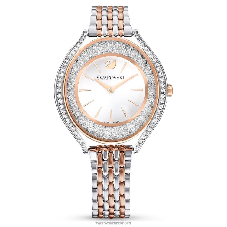 Swarovski kristallin aura klocka P28L1167 Tillbehör schweizisk tillverkad, metallarmband, roséguld, blandad metallfinish