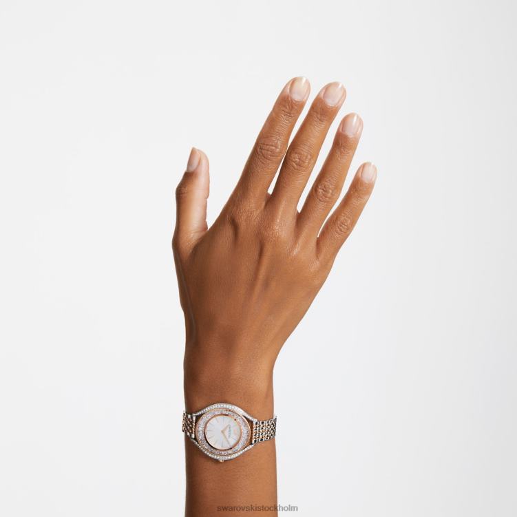 Swarovski kristallin aura klocka P28L1167 Tillbehör schweizisk tillverkad, metallarmband, roséguld, blandad metallfinish