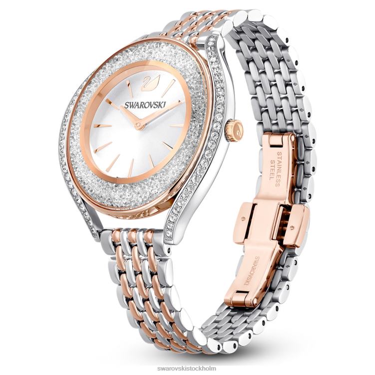 Swarovski kristallin aura klocka P28L1167 Tillbehör schweizisk tillverkad, metallarmband, roséguld, blandad metallfinish