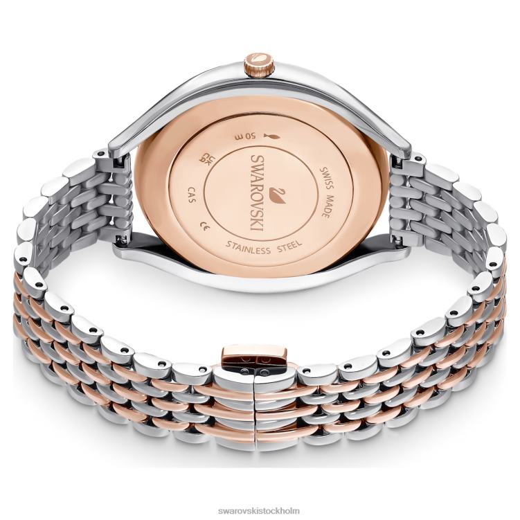 Swarovski kristallin aura klocka P28L1167 Tillbehör schweizisk tillverkad, metallarmband, roséguld, blandad metallfinish