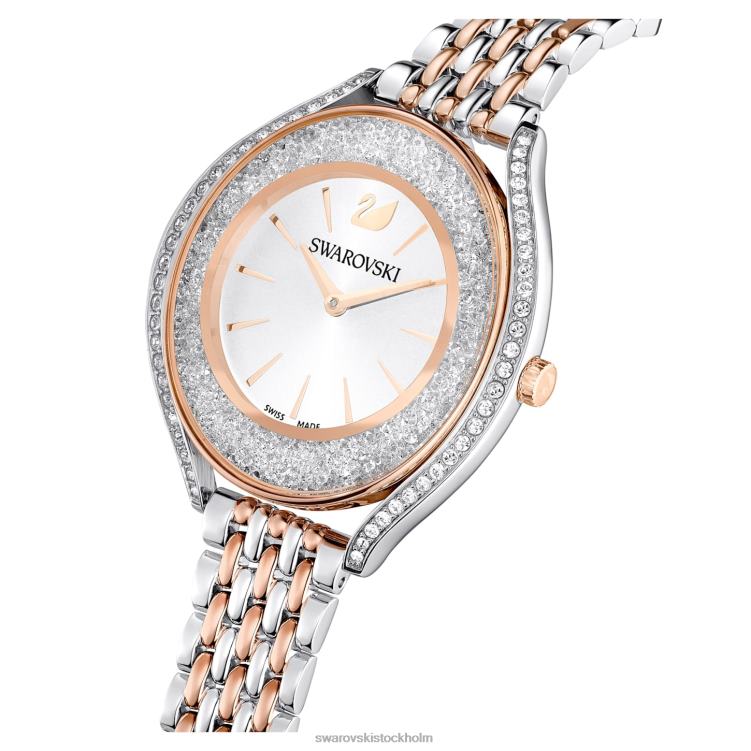 Swarovski kristallin aura klocka P28L1167 Tillbehör schweizisk tillverkad, metallarmband, roséguld, blandad metallfinish