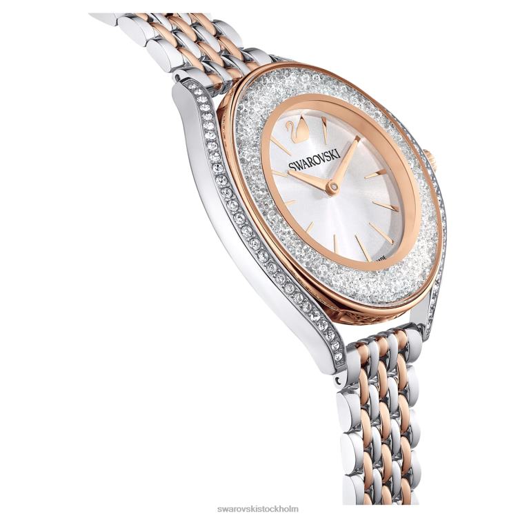 Swarovski kristallin aura klocka P28L1167 Tillbehör schweizisk tillverkad, metallarmband, roséguld, blandad metallfinish