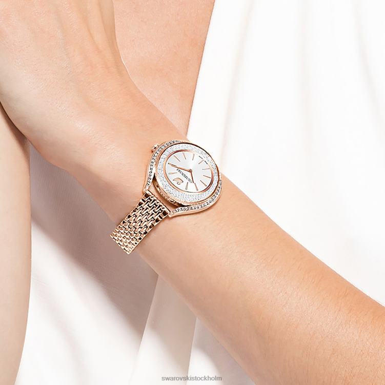 Swarovski kristallin aura klocka P28L1172 Tillbehör schweizisk tillverkad, metallarmband, roséguldton, roséguldfärgad finish