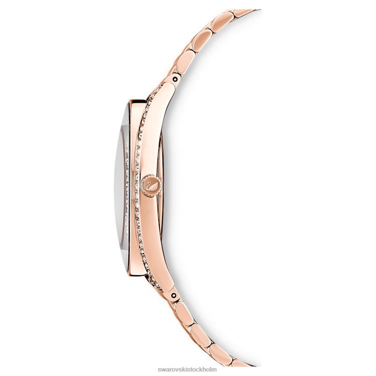 Swarovski kristallin aura klocka P28L1172 Tillbehör schweizisk tillverkad, metallarmband, roséguldton, roséguldfärgad finish