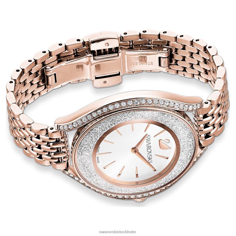 Swarovski kristallin aura klocka P28L1172 Tillbehör schweizisk tillverkad, metallarmband, roséguldton, roséguldfärgad finish