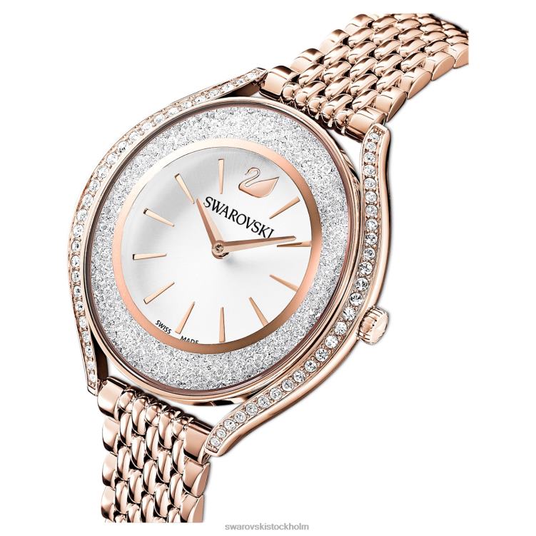 Swarovski kristallin aura klocka P28L1172 Tillbehör schweizisk tillverkad, metallarmband, roséguldton, roséguldfärgad finish