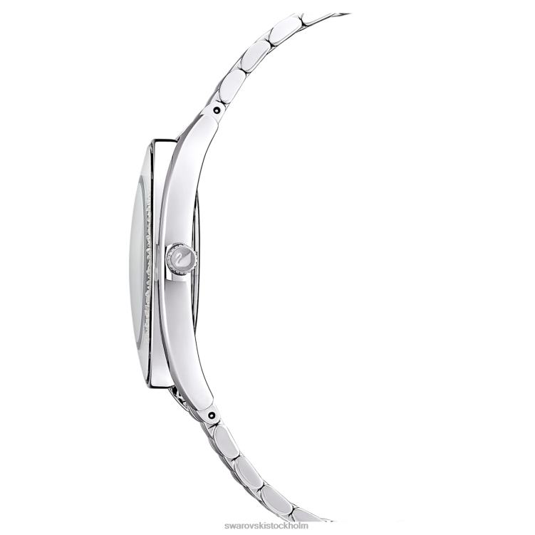 Swarovski kristallin aura klocka P28L1235 Tillbehör schweizisk tillverkad, metallarmband, silverton, rostfritt stål