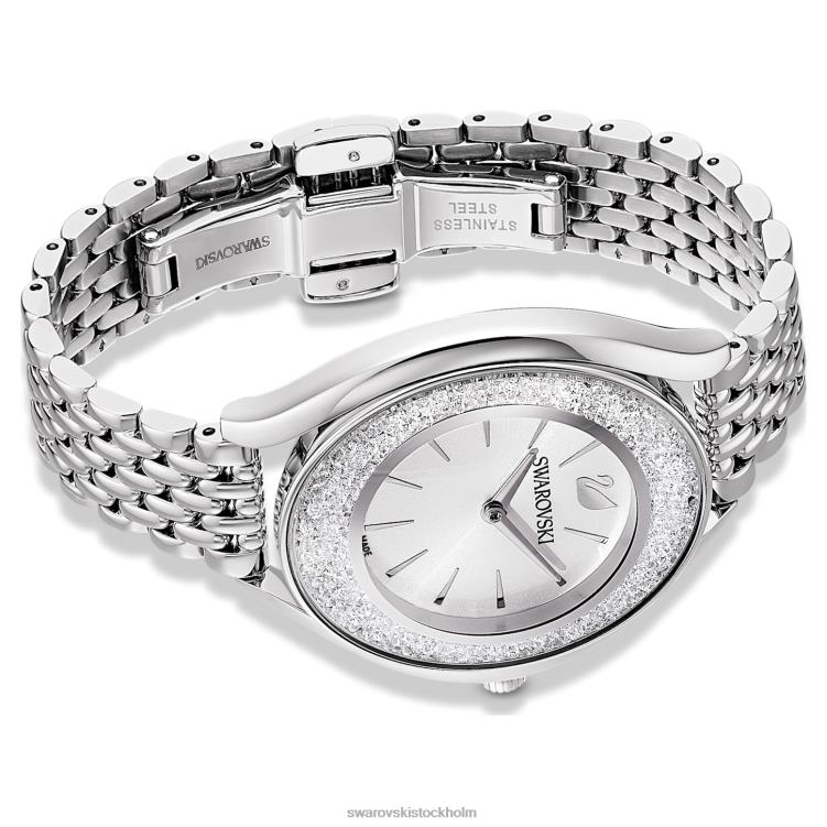 Swarovski kristallin aura klocka P28L1235 Tillbehör schweizisk tillverkad, metallarmband, silverton, rostfritt stål