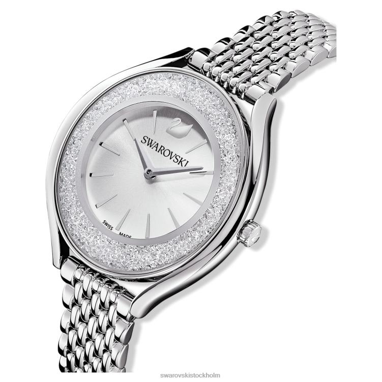Swarovski kristallin aura klocka P28L1235 Tillbehör schweizisk tillverkad, metallarmband, silverton, rostfritt stål