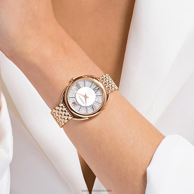 Swarovski kristallin glam klocka P28L1194 Tillbehör schweizisk tillverkad, metallarmband, roséguldton, roséguldfärgad finish