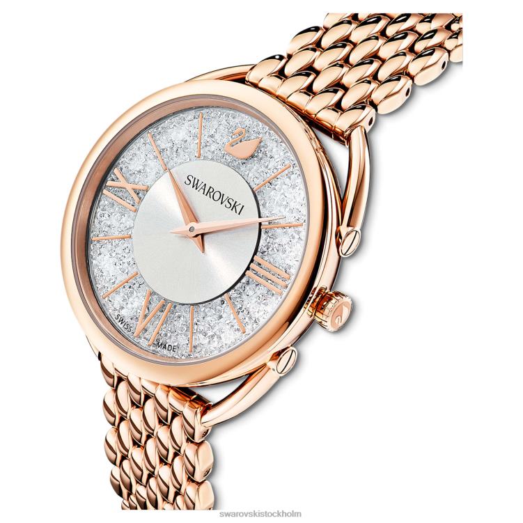 Swarovski kristallin glam klocka P28L1194 Tillbehör schweizisk tillverkad, metallarmband, roséguldton, roséguldfärgad finish