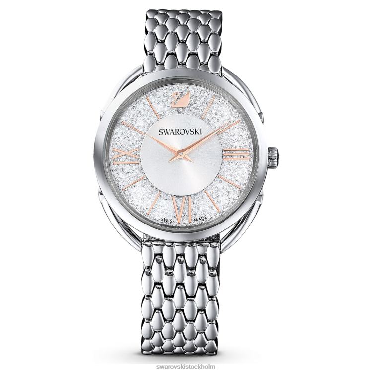 Swarovski kristallin glam klocka P28L1245 Tillbehör schweizisk tillverkad, metallarmband, silverton, rostfritt stål