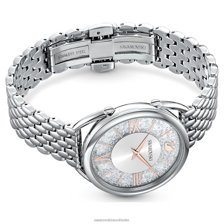 Swarovski kristallin glam klocka P28L1245 Tillbehör schweizisk tillverkad, metallarmband, silverton, rostfritt stål