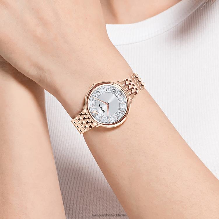 Swarovski kristallint chic klocka P28L1199 Tillbehör schweizisk tillverkad, metallarmband, roséguldton, roséguldfärgad finish