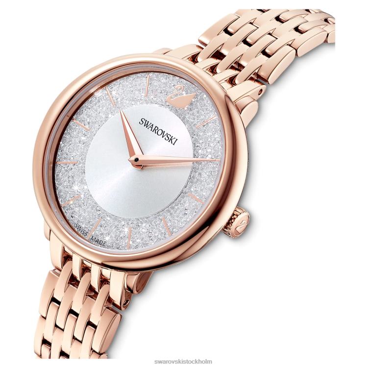 Swarovski kristallint chic klocka P28L1199 Tillbehör schweizisk tillverkad, metallarmband, roséguldton, roséguldfärgad finish