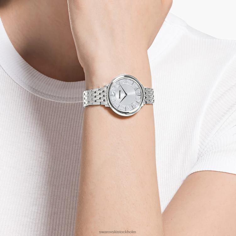 Swarovski kristallint chic klocka P28L1244 Tillbehör schweizisk tillverkad, metallarmband, silverton, rostfritt stål