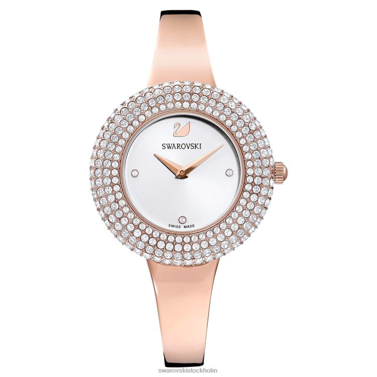 Swarovski kristallrosa klocka P28L1165 Tillbehör schweizisk tillverkad, metallarmband, roséguldton, roséguldfärgad finish