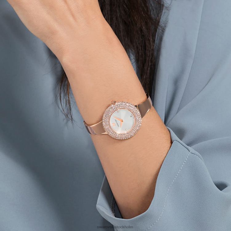 Swarovski kristallrosa klocka P28L1165 Tillbehör schweizisk tillverkad, metallarmband, roséguldton, roséguldfärgad finish