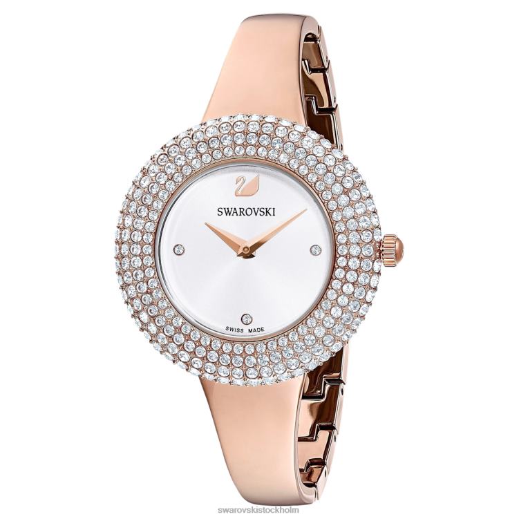Swarovski kristallrosa klocka P28L1165 Tillbehör schweizisk tillverkad, metallarmband, roséguldton, roséguldfärgad finish