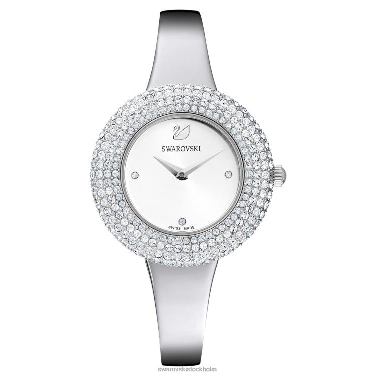 Swarovski kristallrosa klocka P28L1247 Tillbehör schweizisk tillverkad, metallarmband, silverton, rostfritt stål