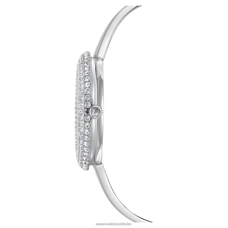 Swarovski kristallrosa klocka P28L1247 Tillbehör schweizisk tillverkad, metallarmband, silverton, rostfritt stål