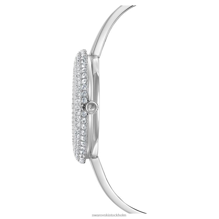 Swarovski kristallrosa klocka P28L1247 Tillbehör schweizisk tillverkad, metallarmband, silverton, rostfritt stål