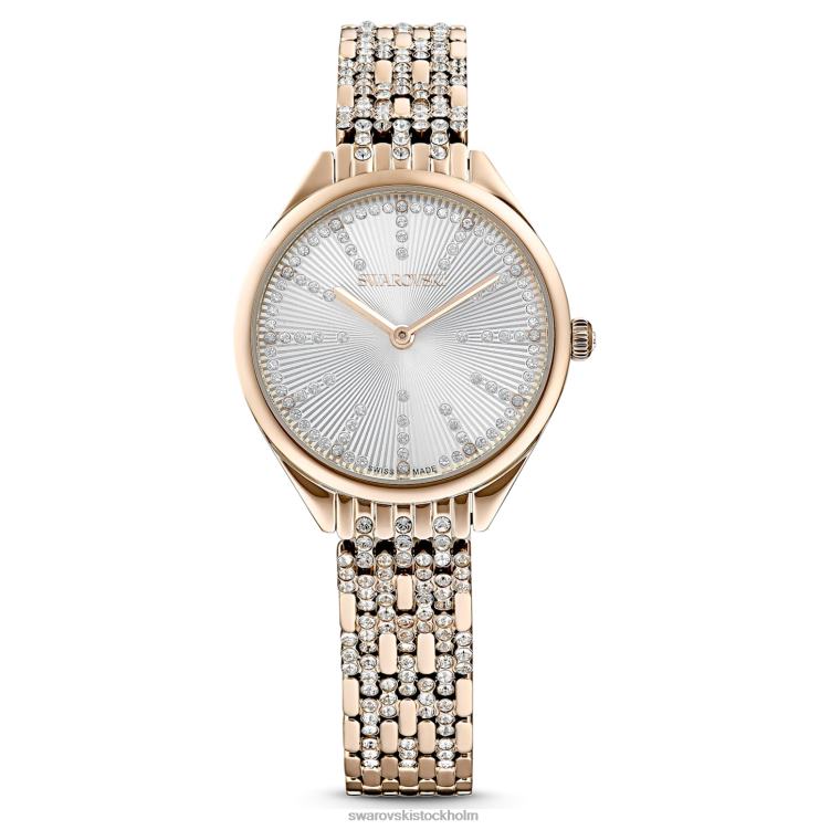 Swarovski locka klocka P28L1135 Tillbehör schweizisk tillverkad, pave, metallarmband, guldton, champagneguldfärgad finish