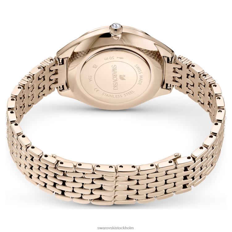 Swarovski locka klocka P28L1135 Tillbehör schweizisk tillverkad, pave, metallarmband, guldton, champagneguldfärgad finish