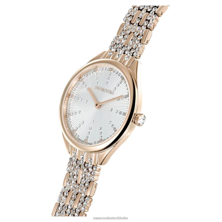 Swarovski locka klocka P28L1135 Tillbehör schweizisk tillverkad, pave, metallarmband, guldton, champagneguldfärgad finish