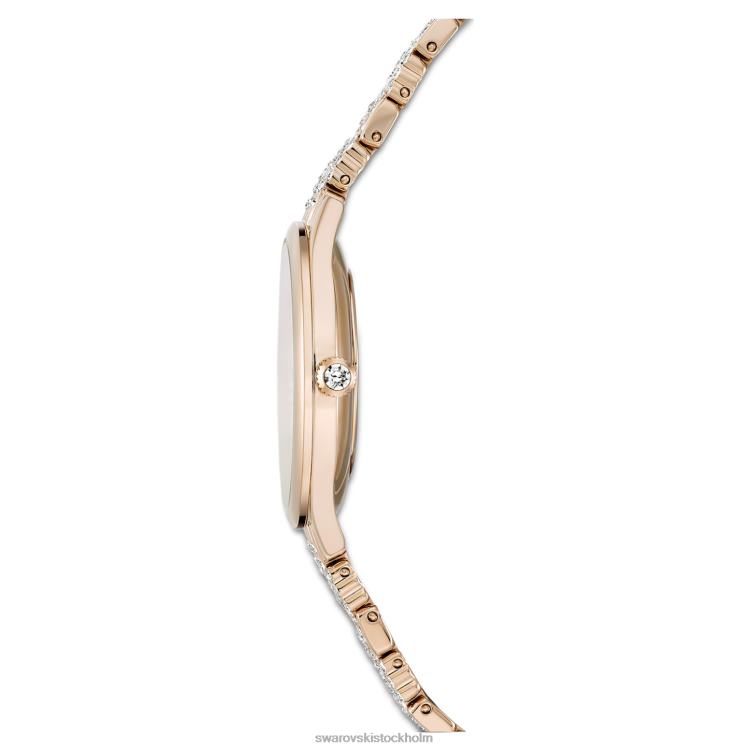 Swarovski locka klocka P28L1135 Tillbehör schweizisk tillverkad, pave, metallarmband, guldton, champagneguldfärgad finish