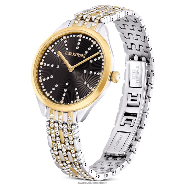 Swarovski locka klocka P28L1137 Tillbehör schweizisk tillverkad, pave, metallarmband, svart, blandad metallfinish