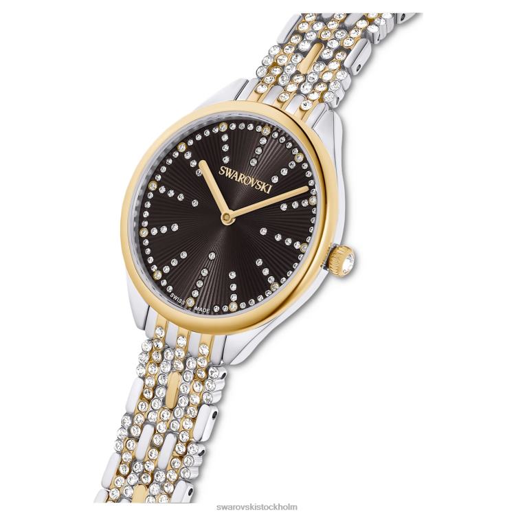 Swarovski locka klocka P28L1137 Tillbehör schweizisk tillverkad, pave, metallarmband, svart, blandad metallfinish