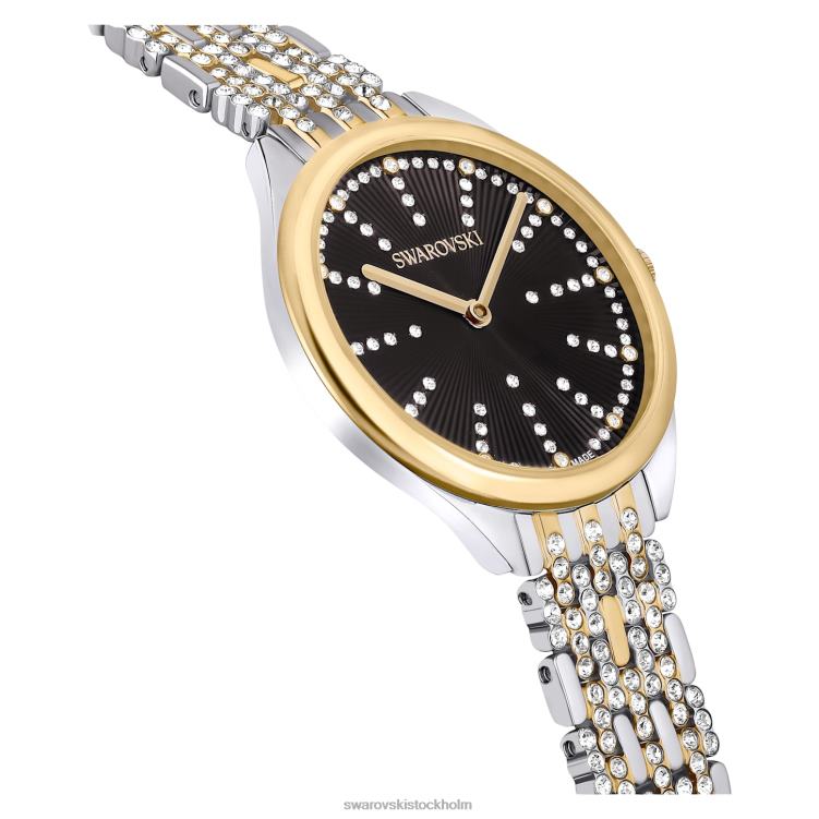 Swarovski locka klocka P28L1137 Tillbehör schweizisk tillverkad, pave, metallarmband, svart, blandad metallfinish