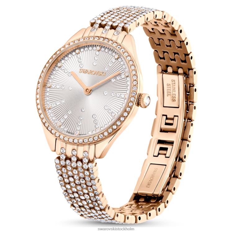Swarovski locka klocka P28L1161 Tillbehör schweizisk tillverkad, full pave, metallarmband, roséguldton, roséguldfärgad finish