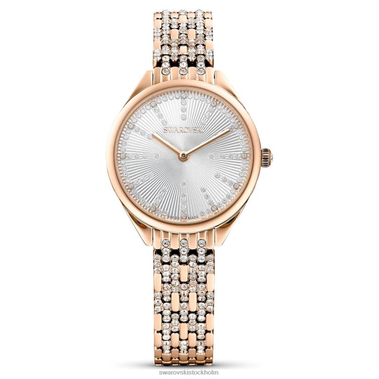 Swarovski locka klocka P28L1169 Tillbehör schweizisk tillverkad, pave, metallarmband, roséguldton, roséguldfärgad finish