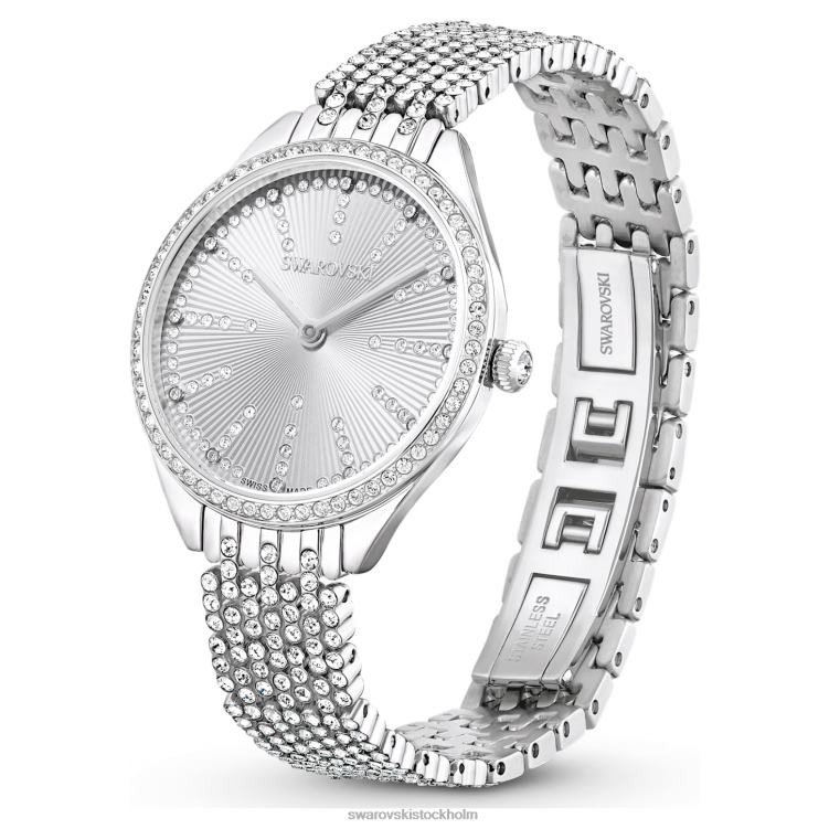 Swarovski locka klocka P28L1223 Tillbehör schweizisk tillverkad, full pave, metallarmband, silverton, rostfritt stål