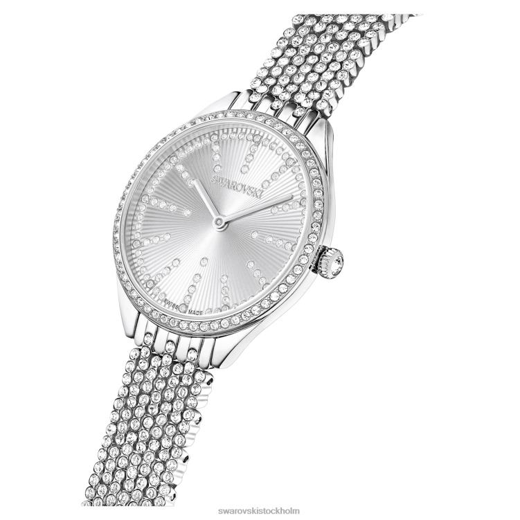 Swarovski locka klocka P28L1223 Tillbehör schweizisk tillverkad, full pave, metallarmband, silverton, rostfritt stål