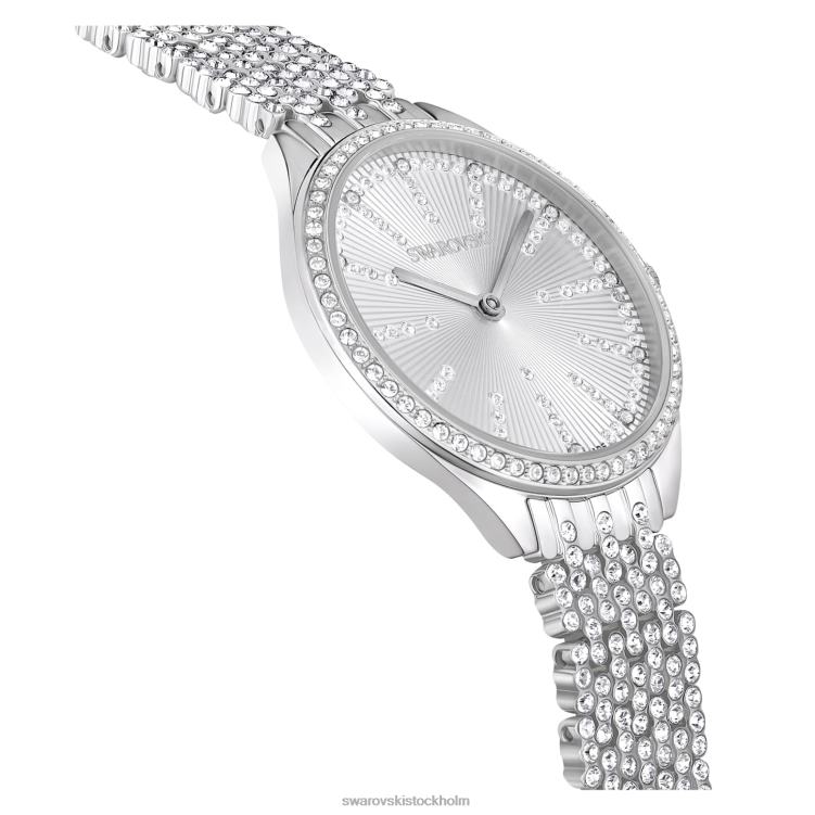 Swarovski locka klocka P28L1223 Tillbehör schweizisk tillverkad, full pave, metallarmband, silverton, rostfritt stål
