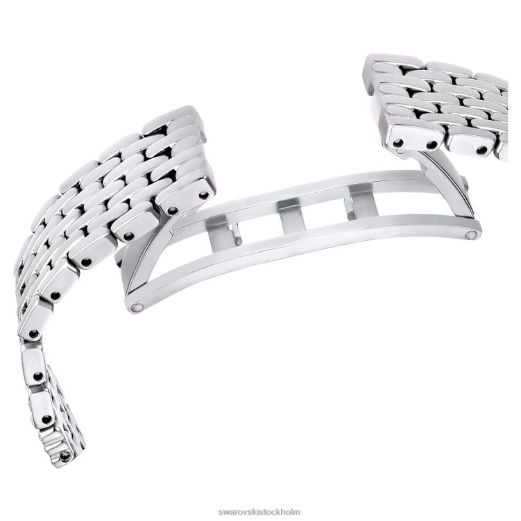 Swarovski locka klocka P28L1223 Tillbehör schweizisk tillverkad, full pave, metallarmband, silverton, rostfritt stål